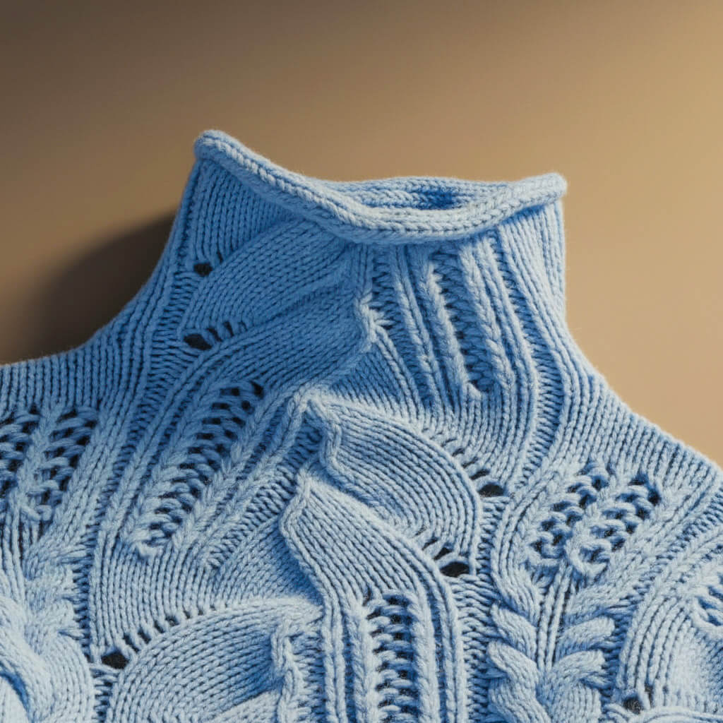 Nora | Womens Merino Wool Blend Patterned Knit Sweater | Hand-Knit, Machine Washable | Baby Blue, Cream and More XS-XL