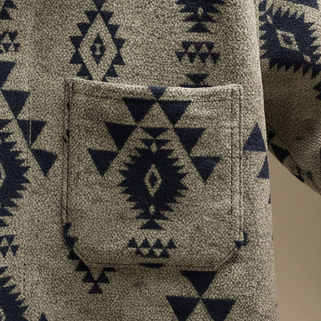 Weston | Mens Southwestern Pattern Wool Blend Jacket | Relaxed Fit, Machine Washable | Beige Navy, Obsidian Black XS-3XL