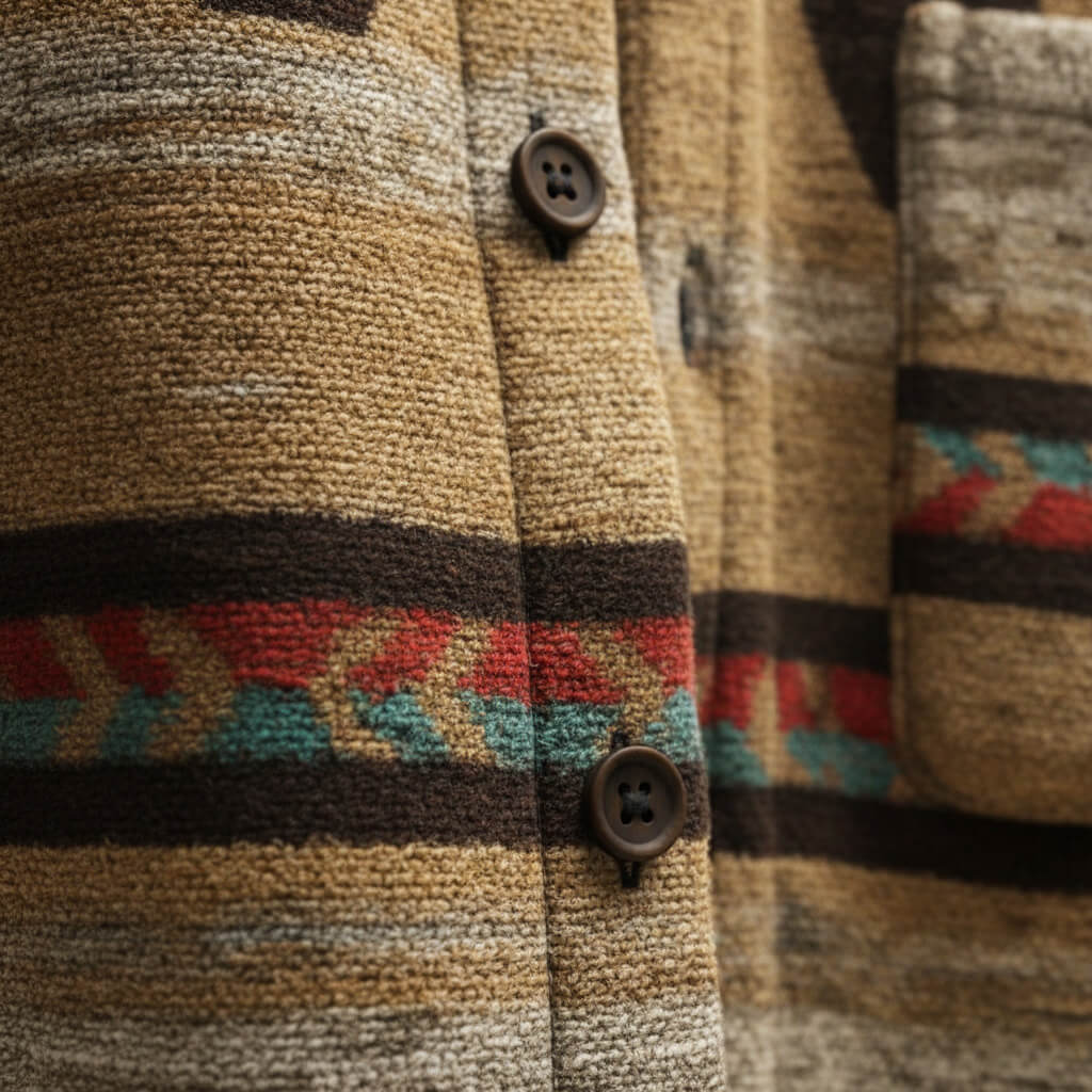 Marcus | Mens Patterned Wool Blend Jacket | Heritage Pattern, Relaxed Fit, Machine Washable | Dark and Light Brown XS-3XL