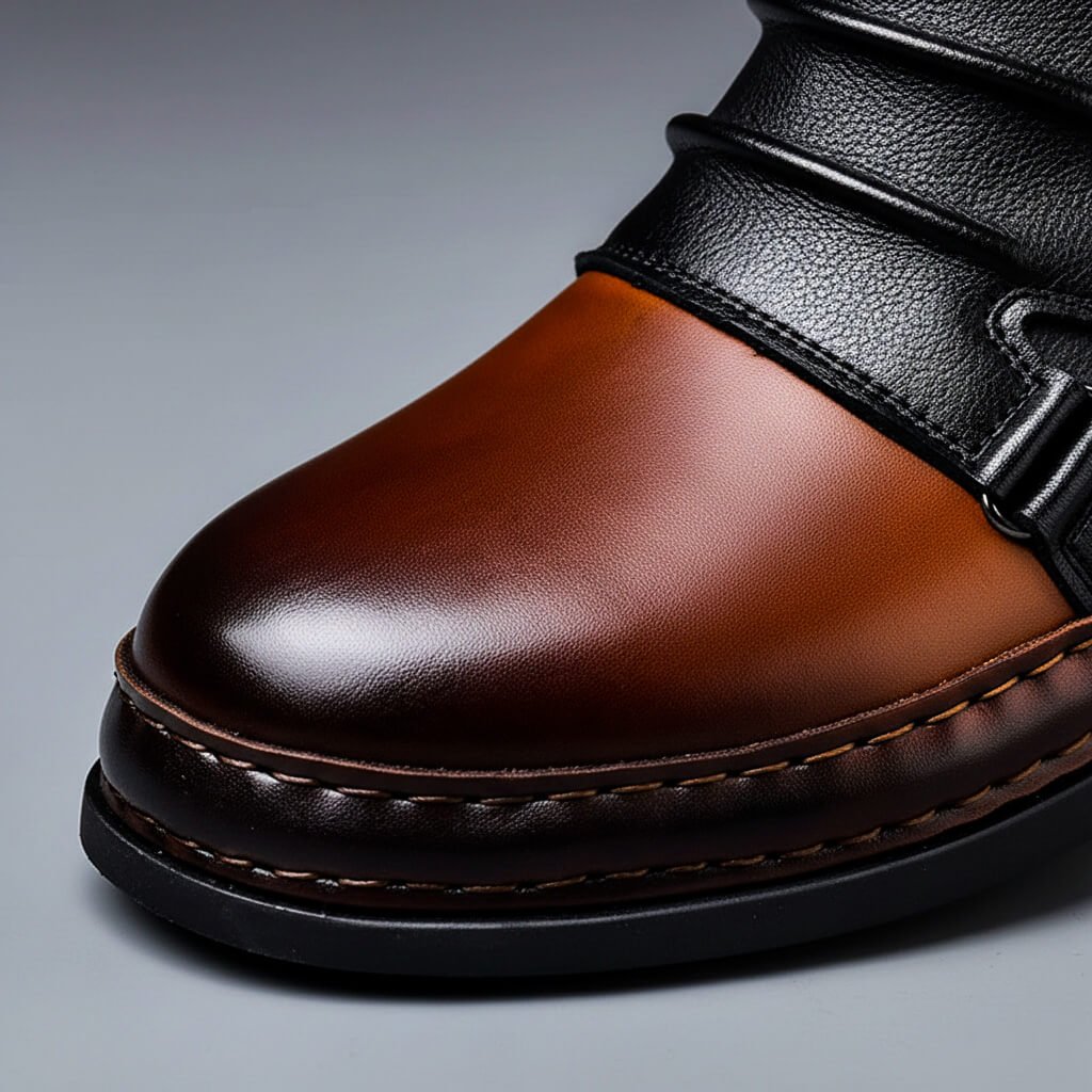 Willson | Mens Italian Leather Boots with Metal Hardware | Cushioned Insoles, Grip Sole | Cognac, Oak Brown US 6-14.5