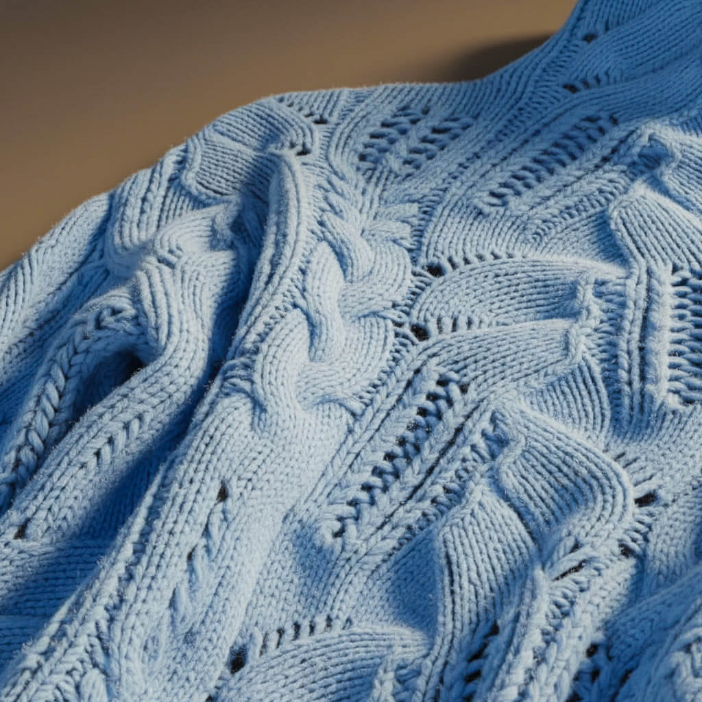 Nora | Womens Merino Wool Blend Patterned Knit Sweater | Hand-Knit, Machine Washable | Baby Blue, Cream and More XS-XL
