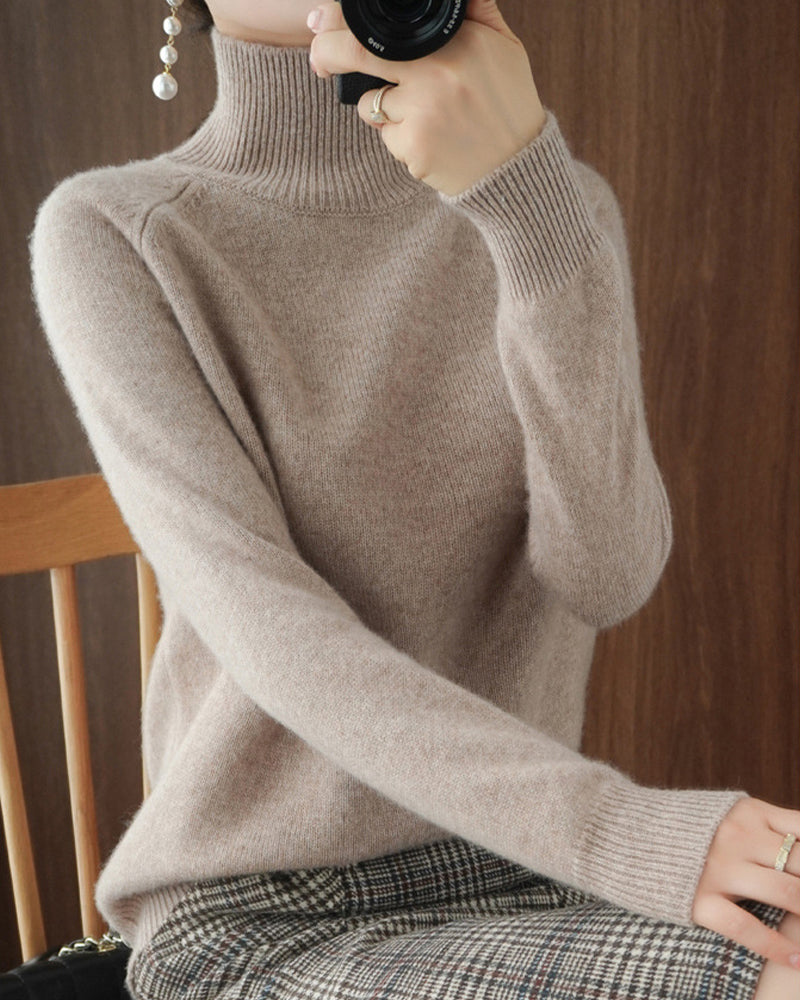 Women's Ribbed High Neck Sweater, Long Sleeves, Regular Fit