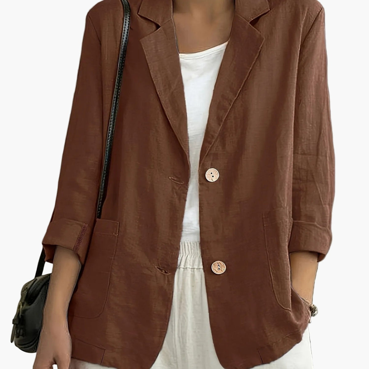 Women's Casual Blazer, Notched Lapels, Long Sleeves