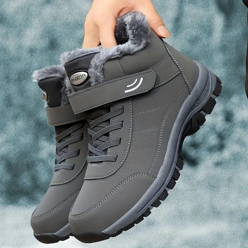 Women's Snow Boots with Plush Lining | Water-Repellent Faux Leather Upper and Strap | Sizes 7-12.5, 3 Colors