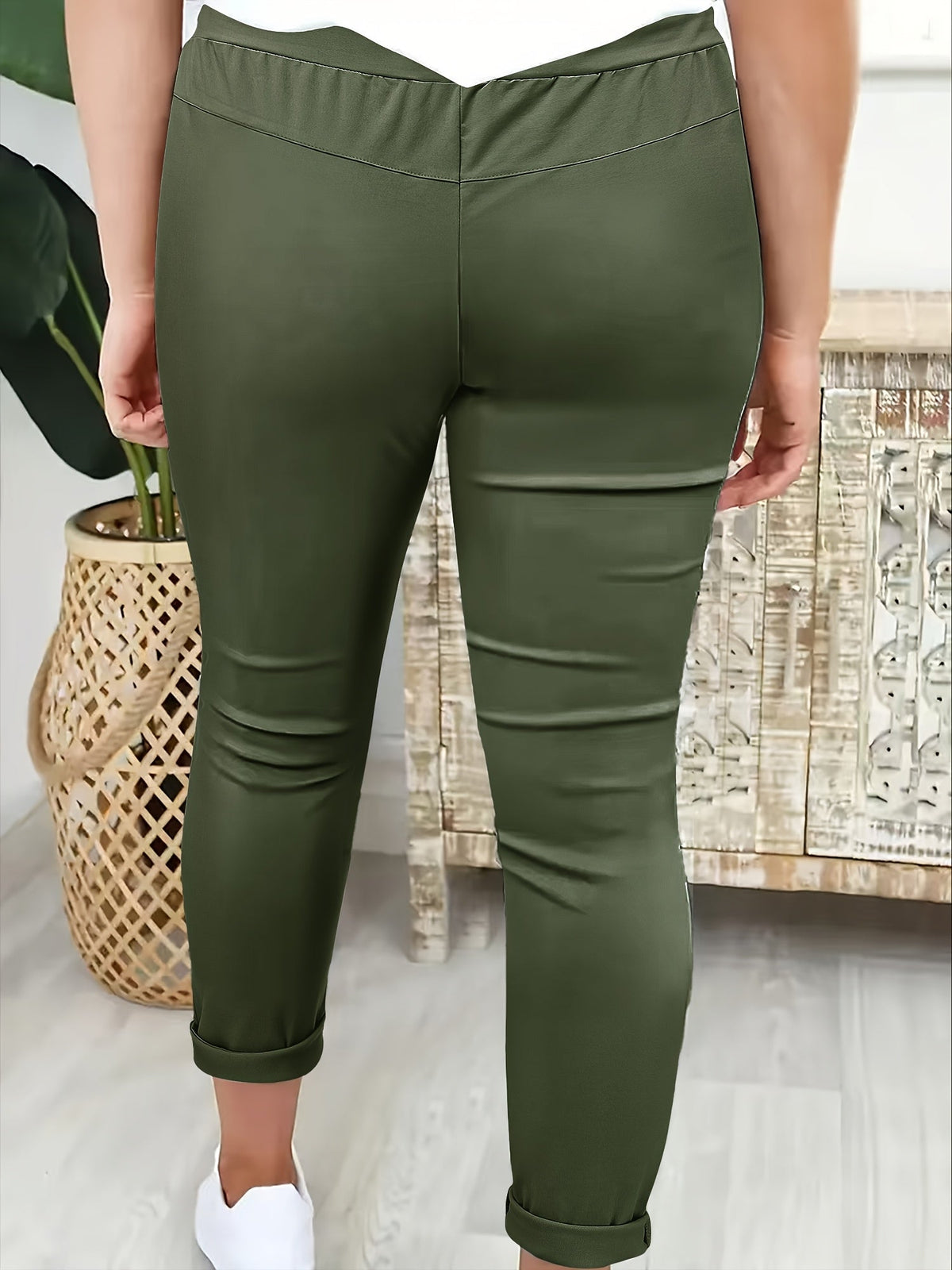 Women's Drawstring Relaxed Tapered Pants with Side Stripe