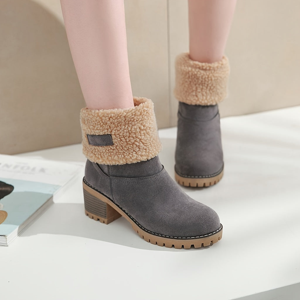 Women's Black Boots with Block Heel and Ankle Height | For Winter | Size 9 | Black