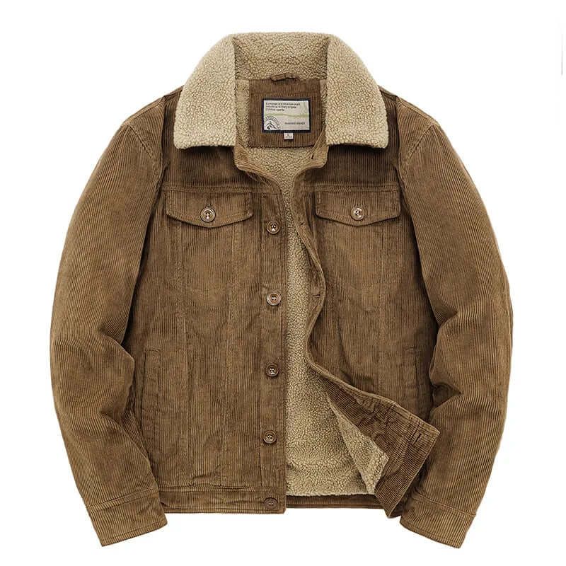 Ryan | Mens Corduroy Windbreaker Jacket, Relaxed Fit | Warm for Cold Days | Gray, Brown, Black and Khaki S-5XL