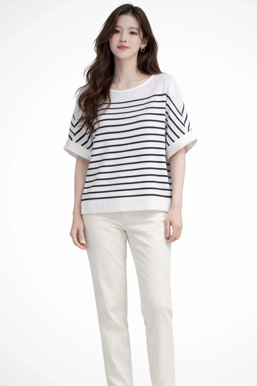 Daisy | Women's Summer Striped Boat Neck T-Shirt Blouse with Short Sleeves