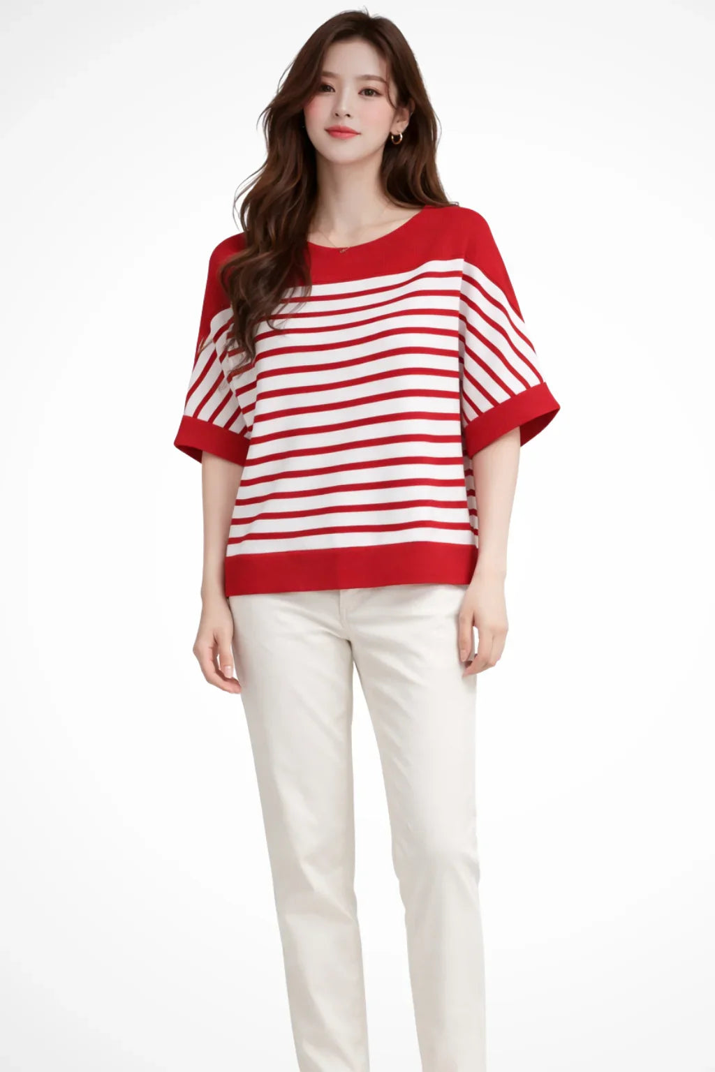 Daisy | Women's Summer Striped Boat Neck T-Shirt Blouse with Short Sleeves