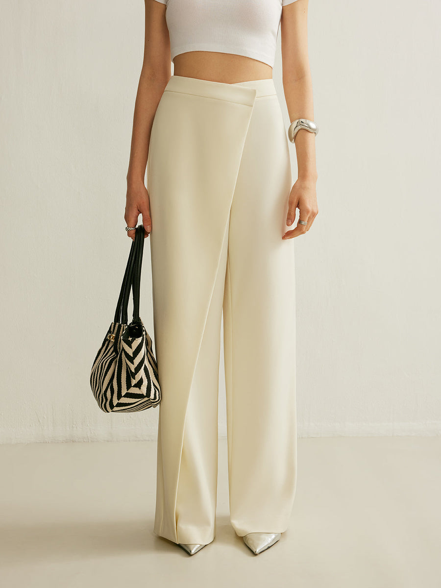 Women's Wrap Front Pants – Draped Palazzo Pants