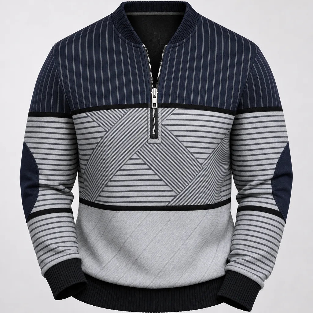 Dan | Men's Contrast Quarter-Zip Sweater