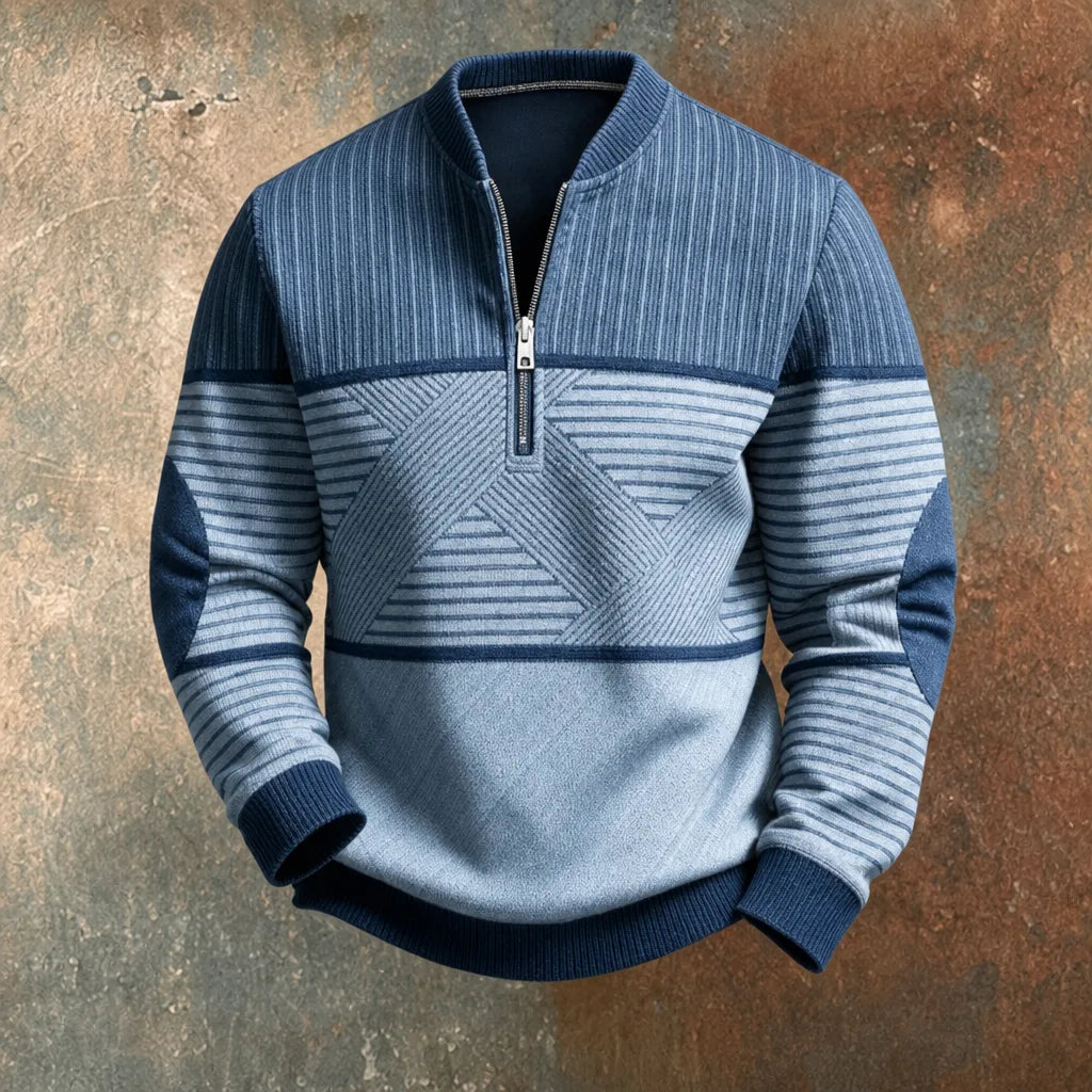 Dan | Men's Contrast Quarter-Zip Sweater
