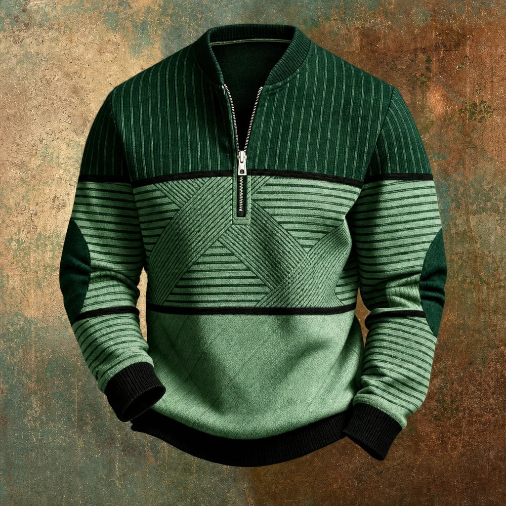 Dan | Men's Contrast Quarter-Zip Sweater