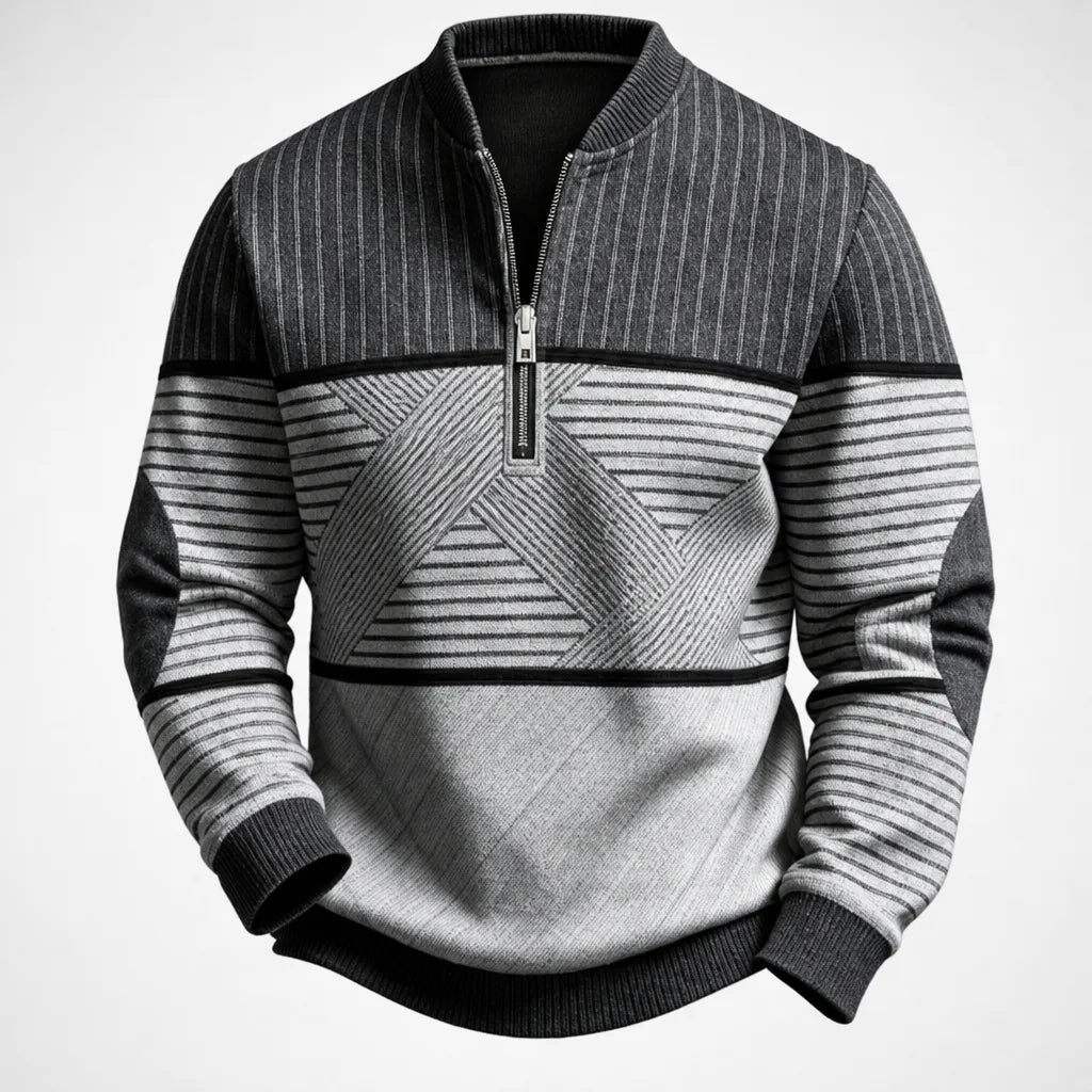 Dan | Men's Contrast Quarter-Zip Sweater