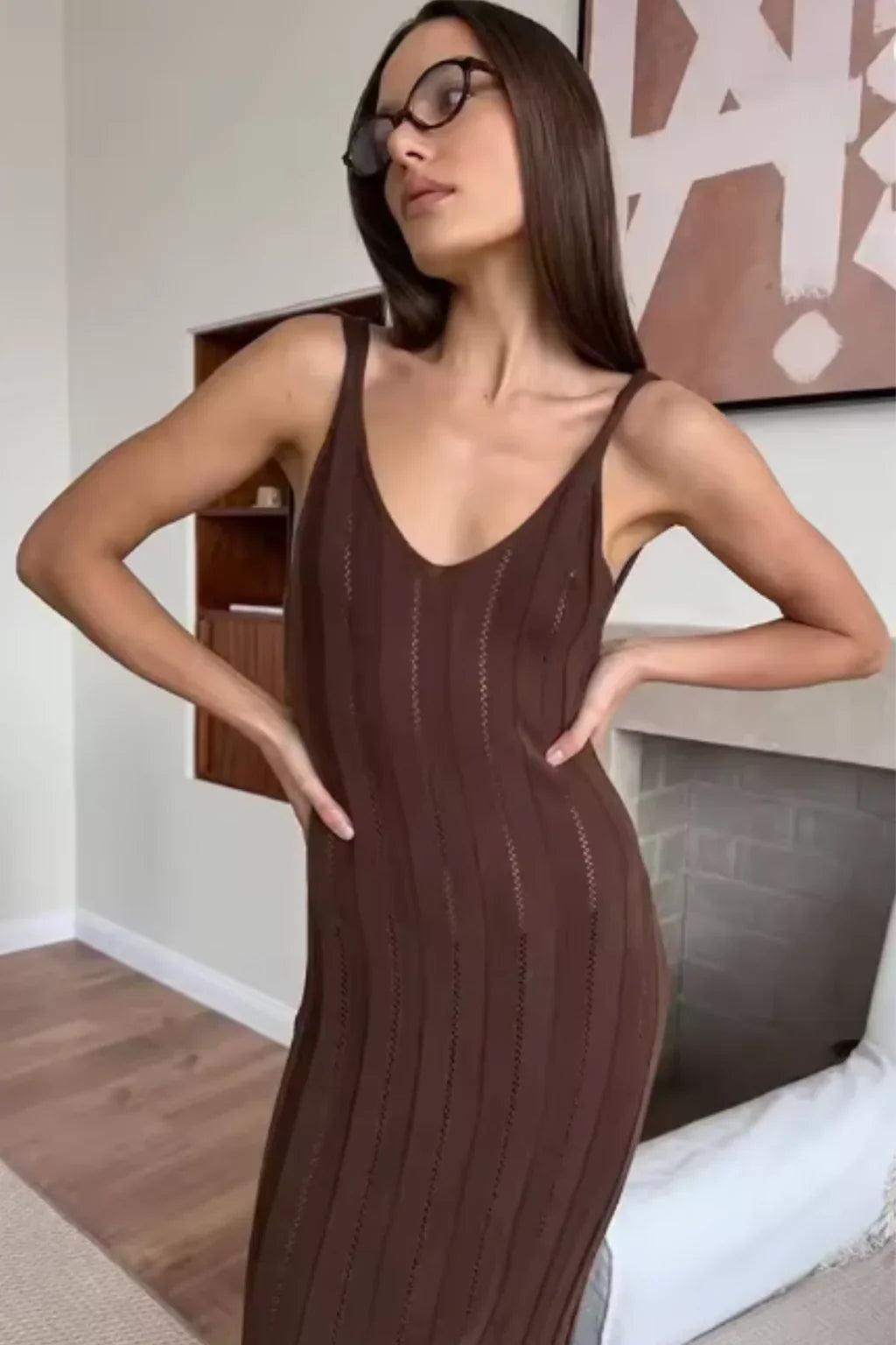 Daphne | V-Neck Knit Evening Maxi Dress