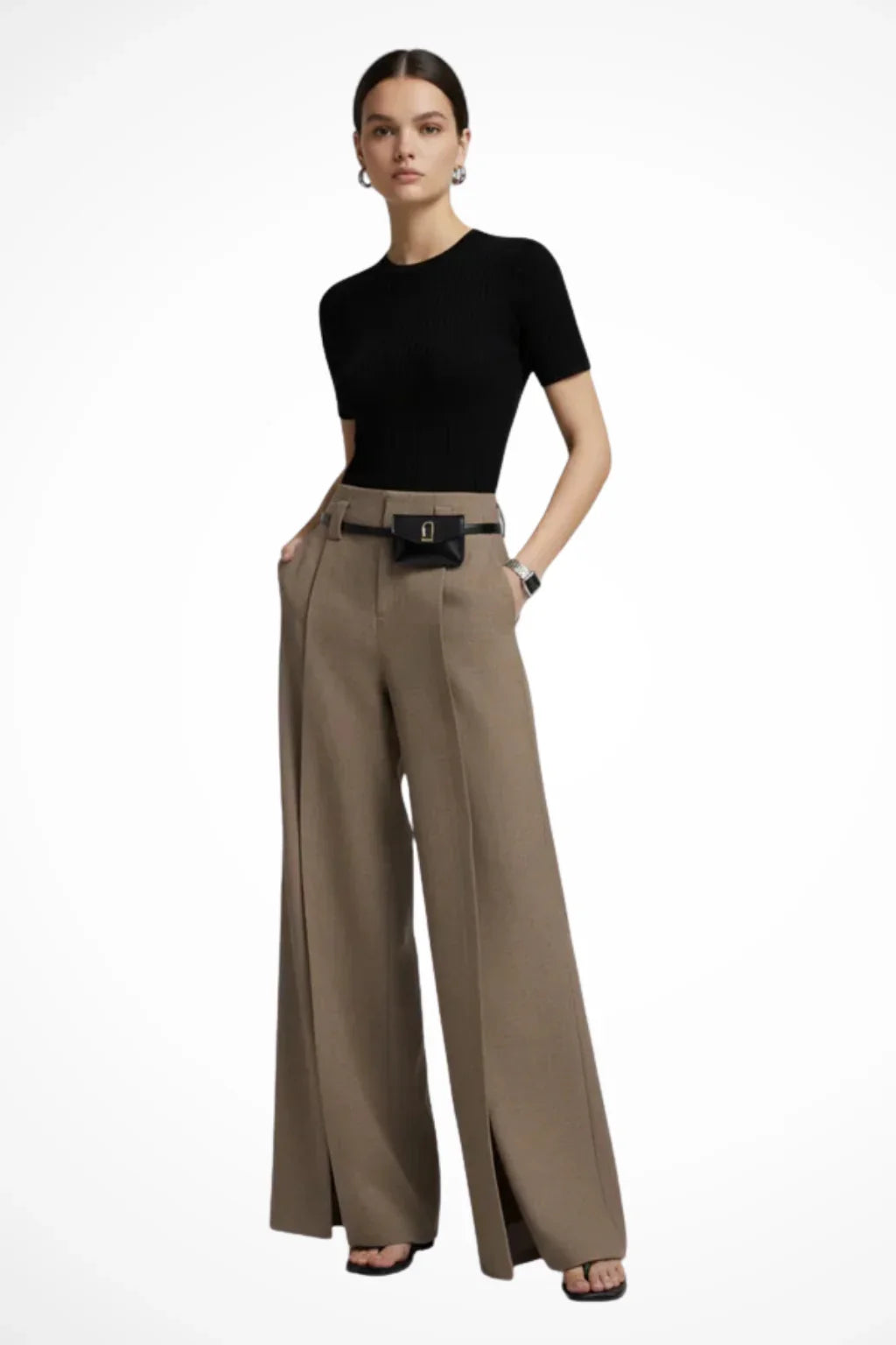 Daphne | Women's Wide Leg Pleated Trouser with Side Pockets