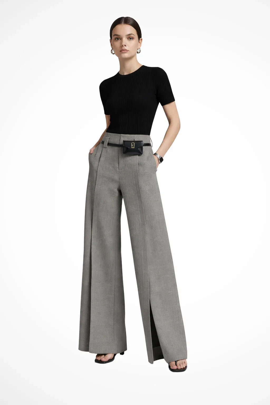 Daphne | Women's Wide Leg Pleated Trouser with Side Pockets