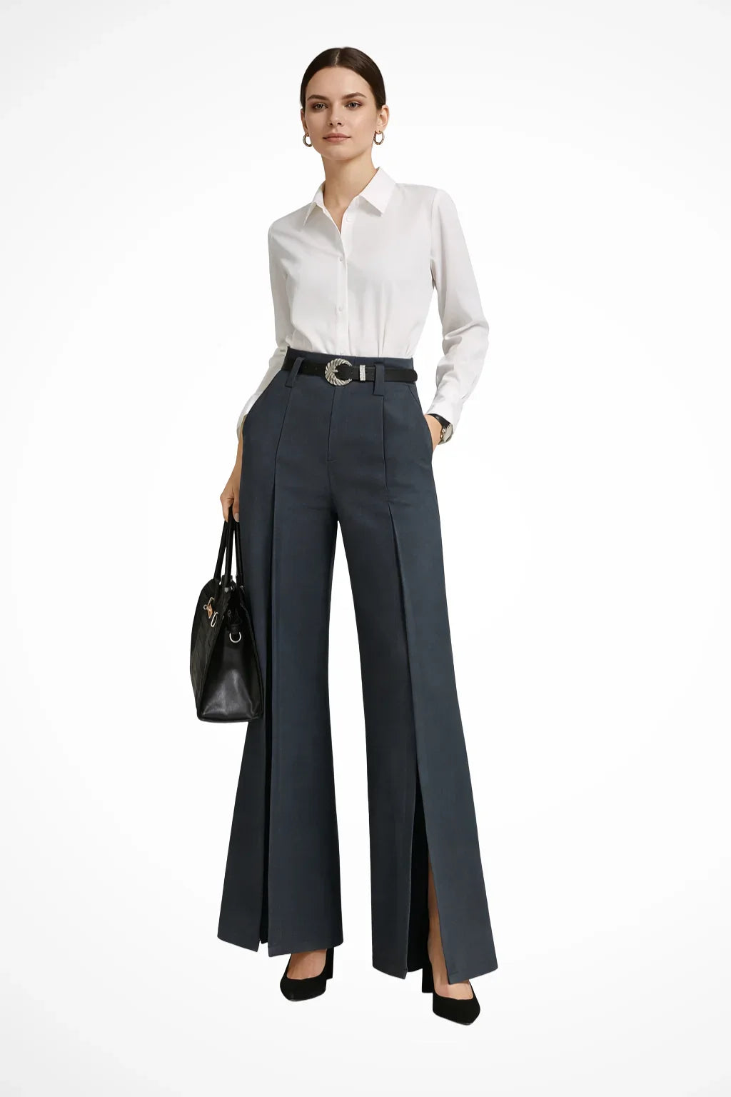 Daphne | Women's Wide Leg Pleated Trouser with Side Pockets