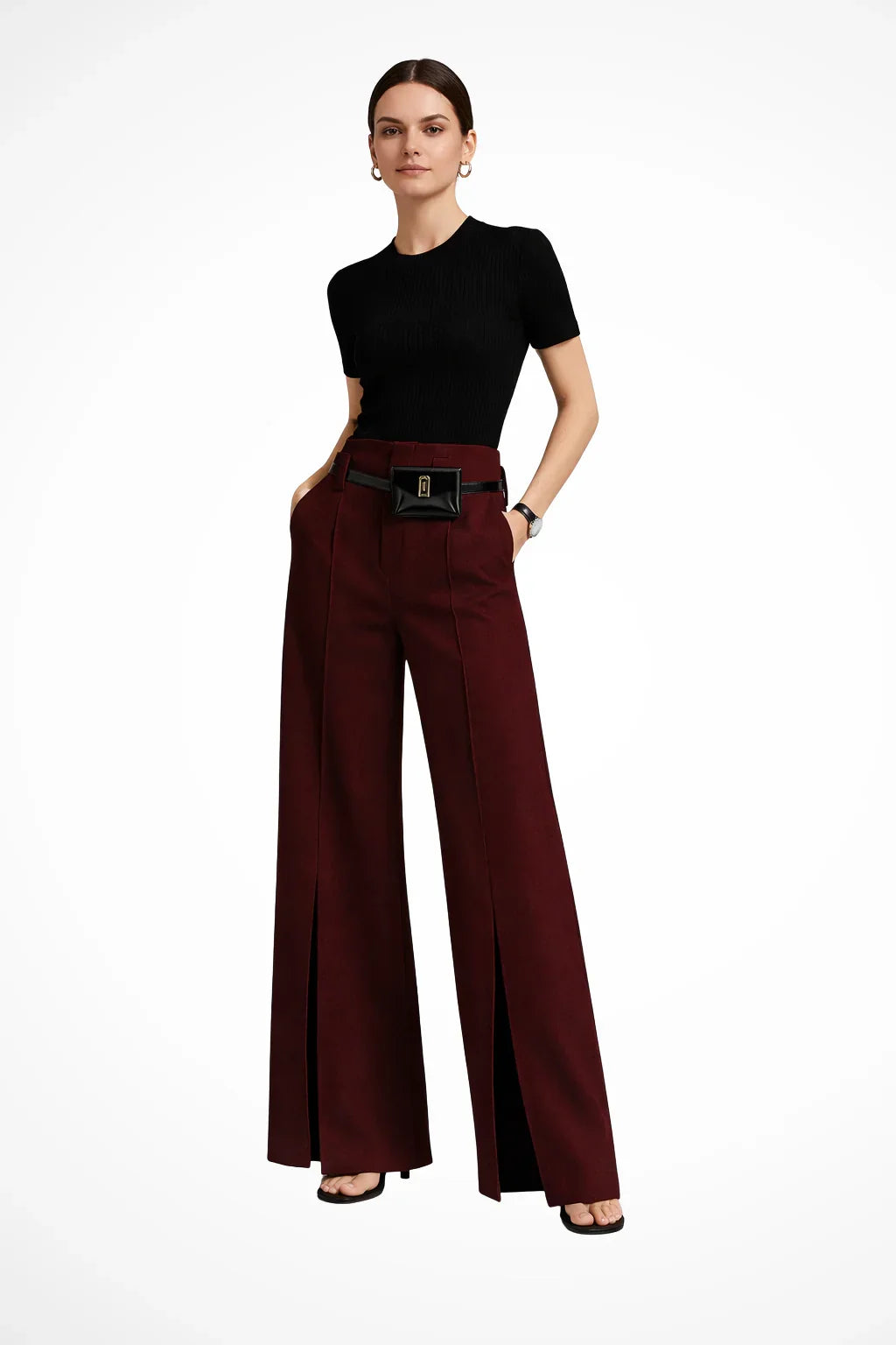 Daphne | Women's Wide Leg Pleated Trouser with Side Pockets