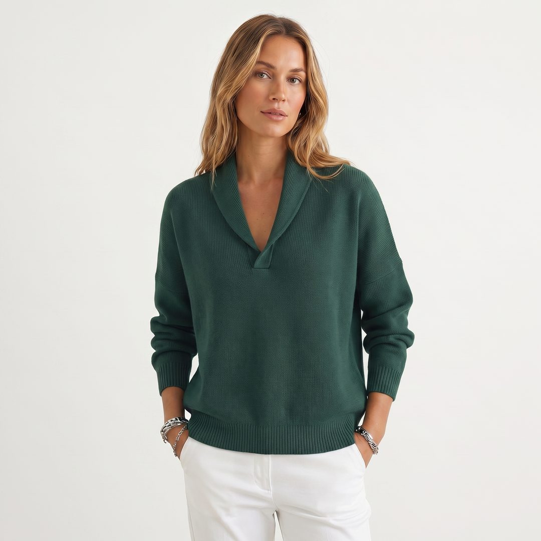 Dara | Casual Knit Relaxed Fit Pullover Sweater with V-Neck for Women