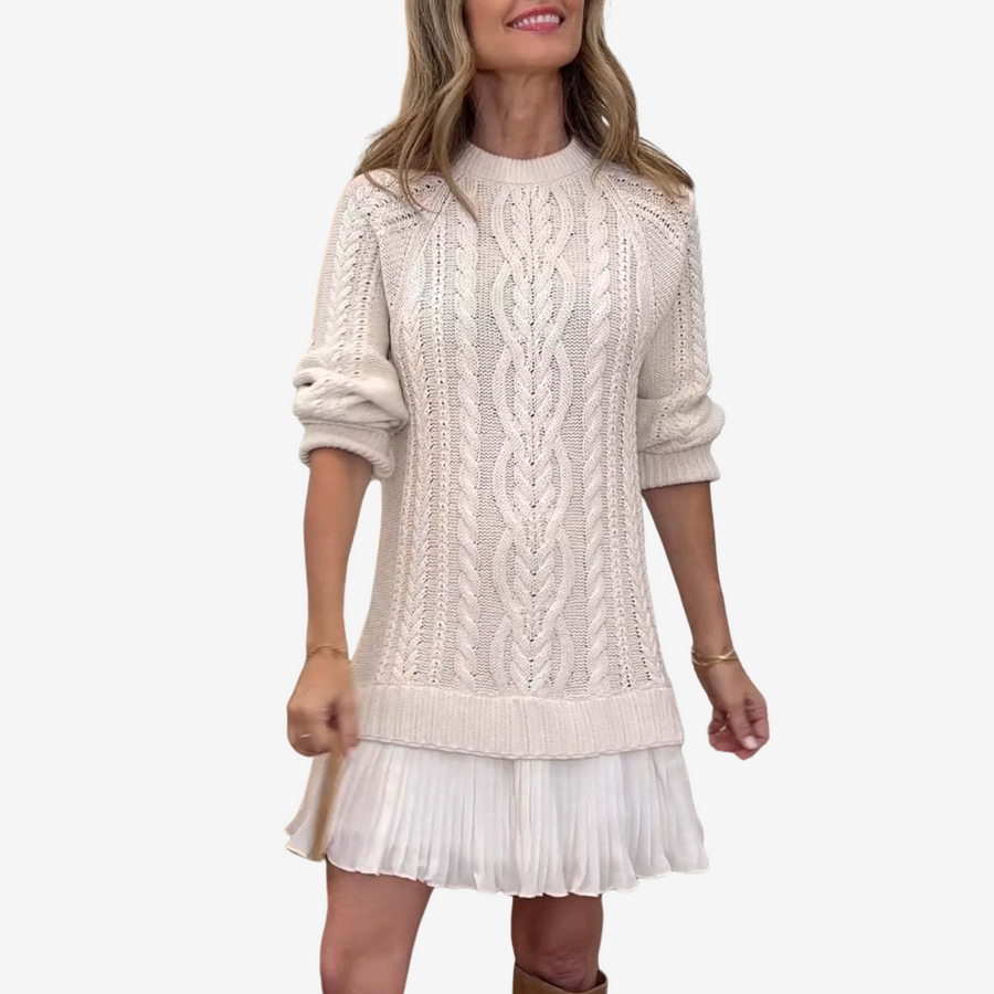 Women's Cable Knit Sweater Dress in a Mini Length