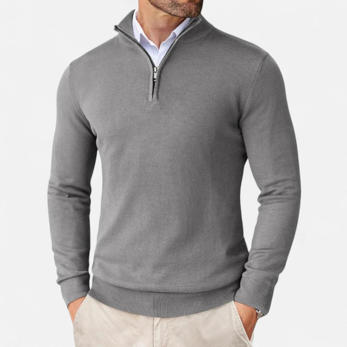 Men's Slim-Fit Quarter-Zip Sweater, Mock Neck, Long Sleeves
