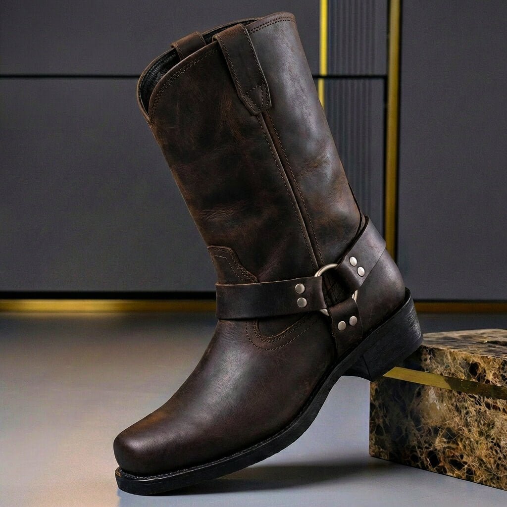 Victor | Mens Genuine Leather Boots for Colder Days | Cushioned Insoles, Slip-Resistant Grip | Brown, Black US 7-12.5