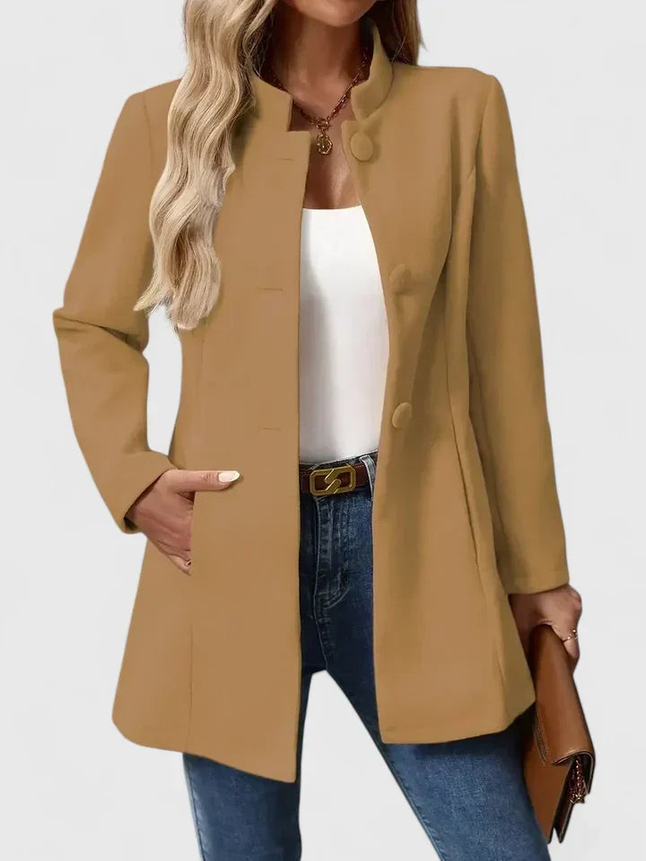 Women's Jacket with Button Front and Pockets | Size S-XL | Cream, Black, Camel