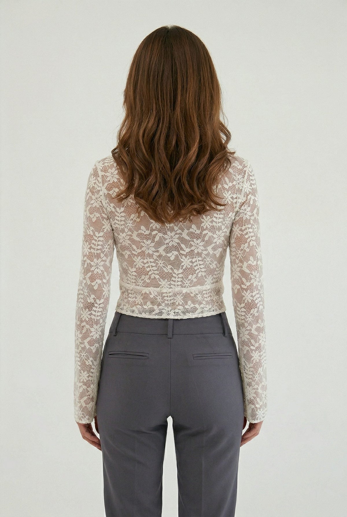 Brunna | Lace Top with Deep V-Neck and Long Sleeves for Women