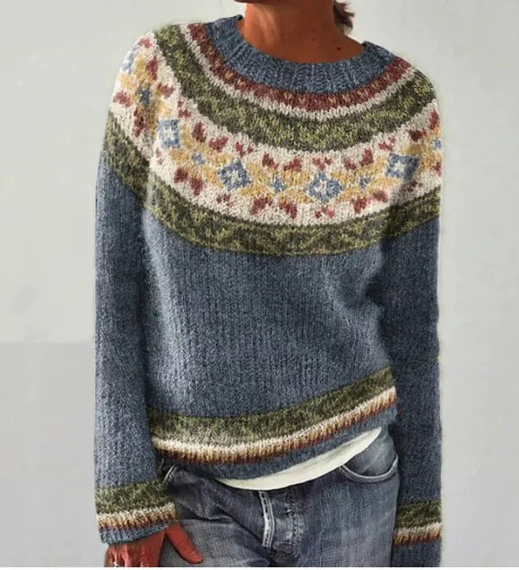 Della | Women's Fair Isle Crew Neck Fall Sweater