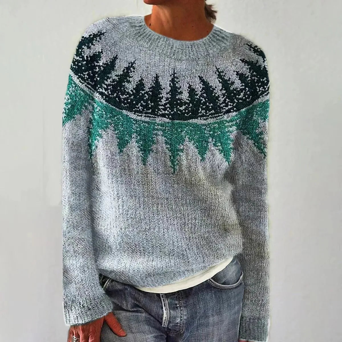 Della | Women's Fair Isle Crew Neck Fall Sweater