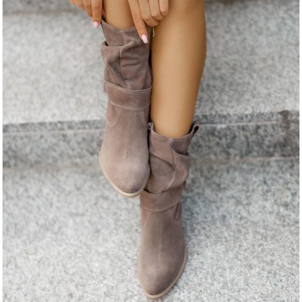 Agnese Buckled Slouch Suede Mid-Calf Boots