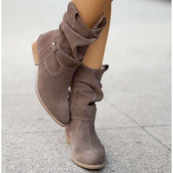 Agnese Buckled Slouch Suede Mid-Calf Boots