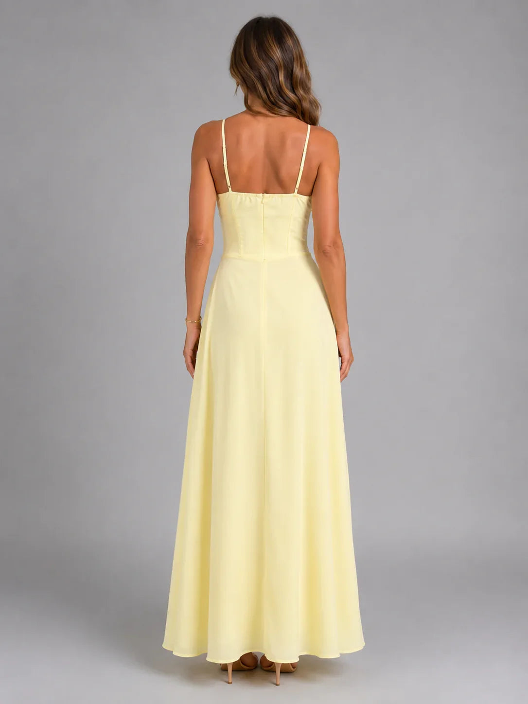 Denise | Square Neck Spaghetti Strap Summer Holiday Maxi Dress with Tie Waist