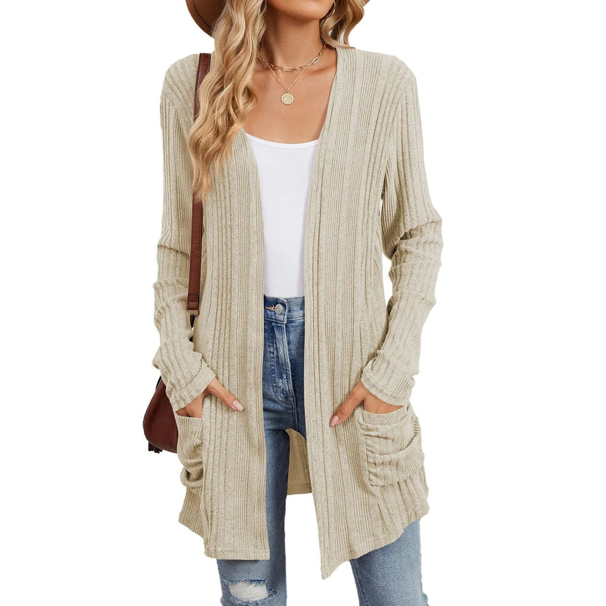 Desdemona | Ribbed Knit Longline Cardigan with Pockets for Women