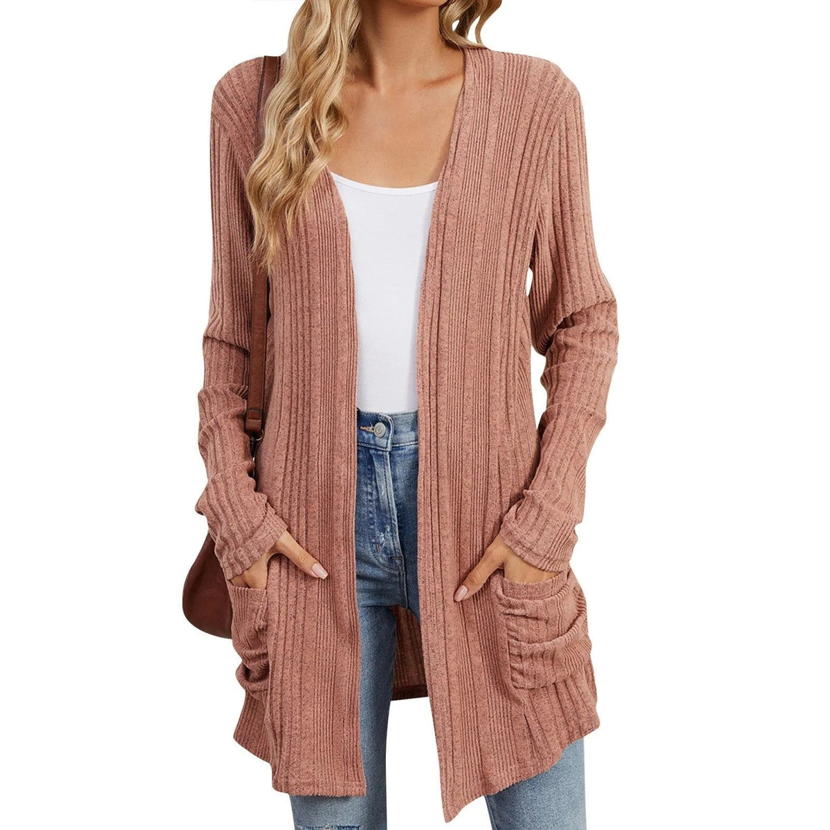 Desdemona | Ribbed Knit Longline Cardigan with Pockets for Women