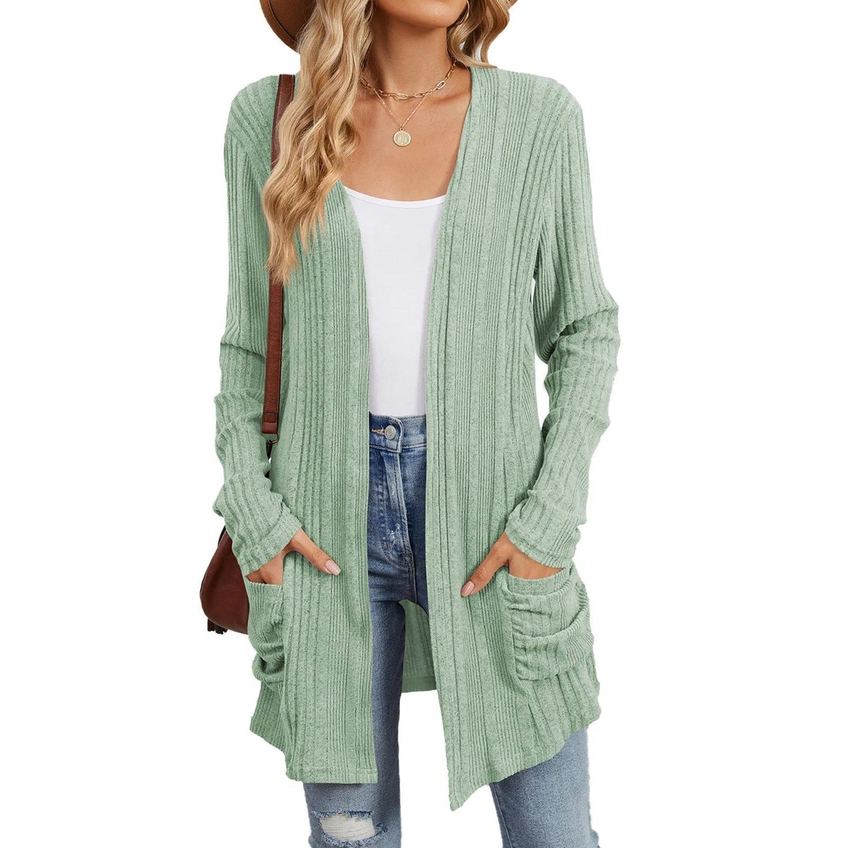 Desdemona | Ribbed Knit Longline Cardigan with Pockets for Women