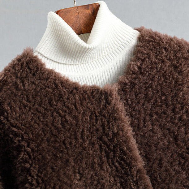 Olivia | Womens Shearling Fur Coat | Draped Silhouette, Naturally Insulating Warmth | Beige, Pink, Red and More XS-2XL