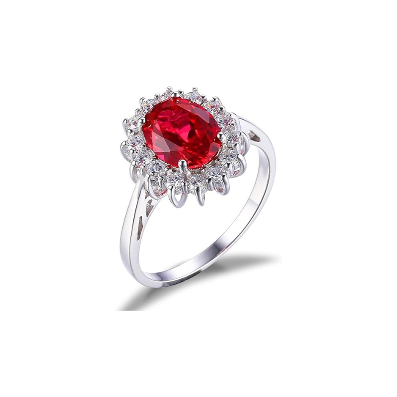 Ruby Halo Ring in White Gold