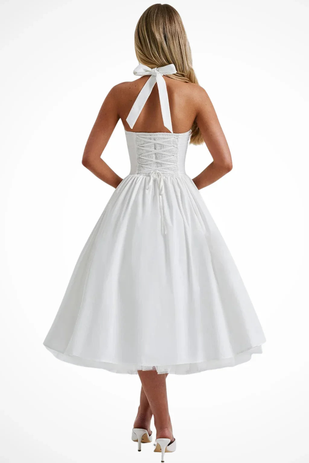 Diana | Halter Neck Corset Midi Dress with Straps