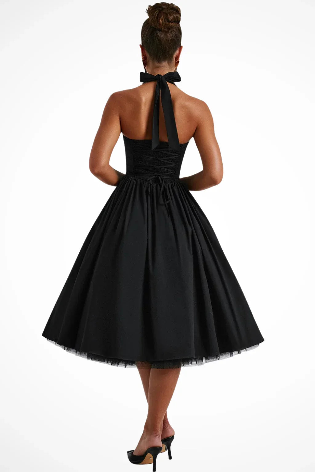 Diana | Halter Neck Corset Midi Dress with Straps