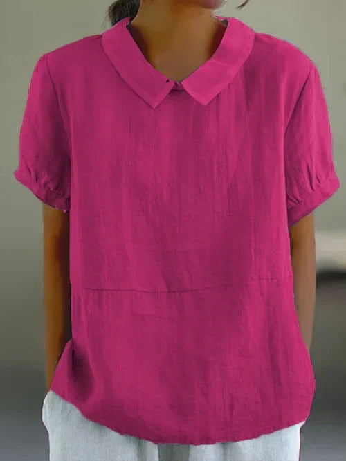 Diana | Women's Short Sleeve Blouse with Peter Pan Collar