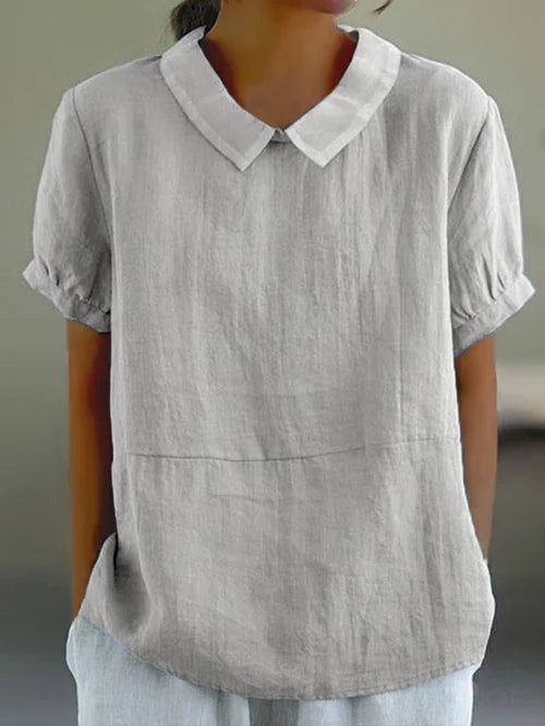 Diana | Women's Short Sleeve Blouse with Peter Pan Collar