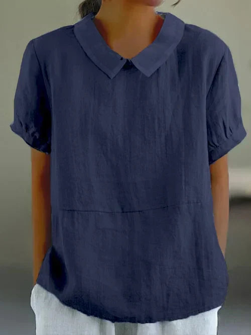 Diana | Women's Short Sleeve Blouse with Peter Pan Collar