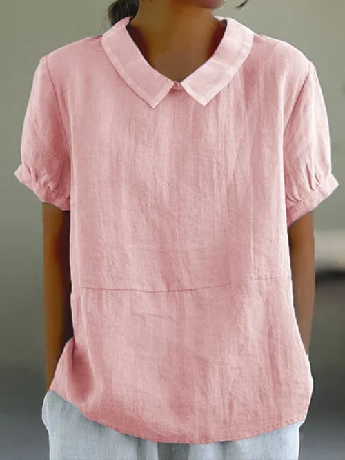 Diana | Women's Short Sleeve Blouse with Peter Pan Collar
