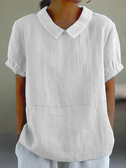Diana | Women's Short Sleeve Blouse with Peter Pan Collar