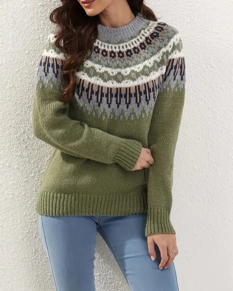 Diane | Fair Isle Sweater with Crew Neck for Women