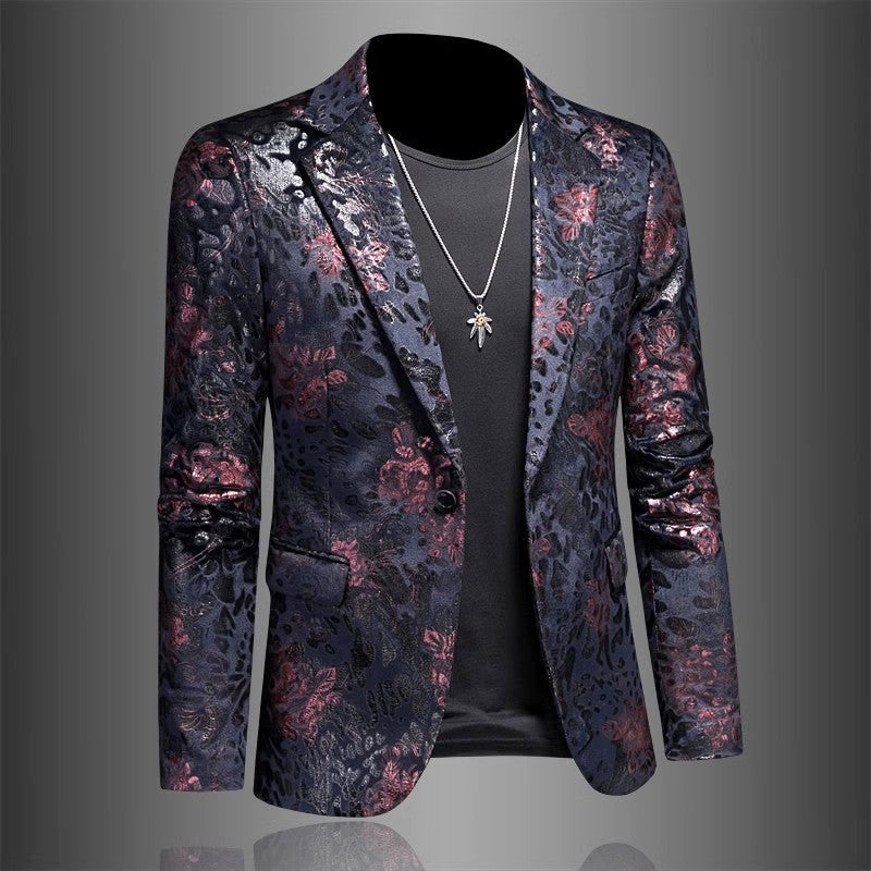 Dillon – Men's Floral Jacquard Slim-Fit Blazer with Notch Lapels