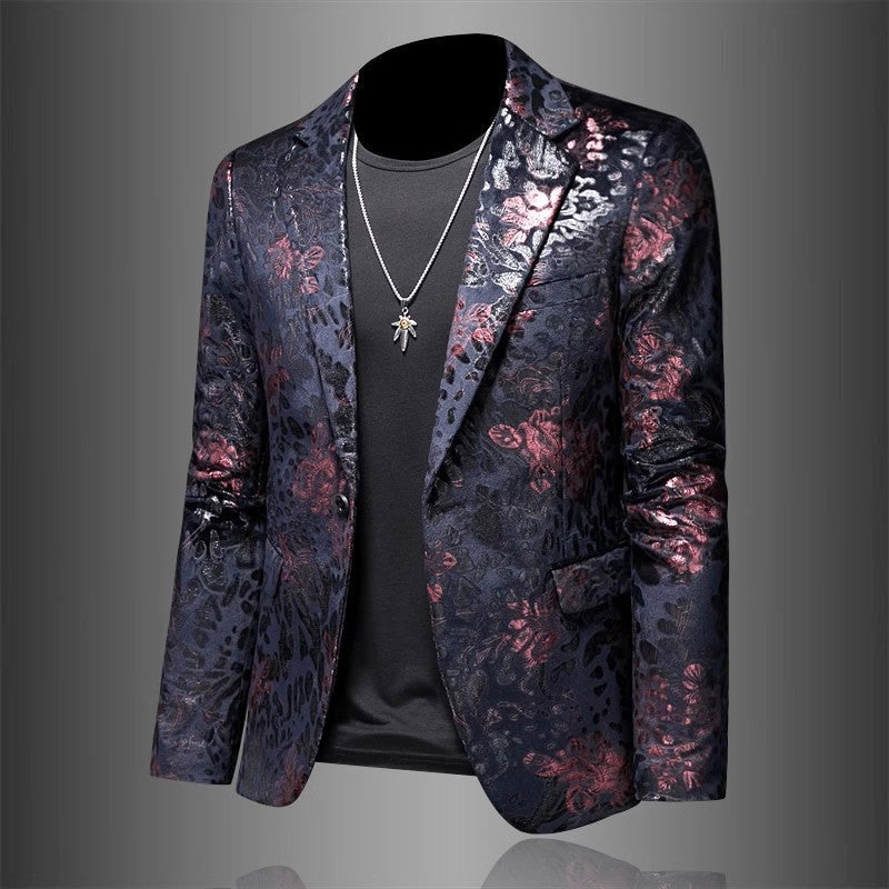 Dillon – Men's Floral Jacquard Slim-Fit Blazer with Notch Lapels