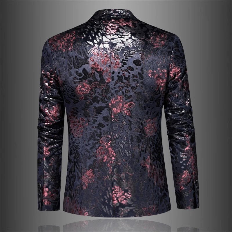 Dillon – Men's Floral Jacquard Slim-Fit Blazer with Notch Lapels